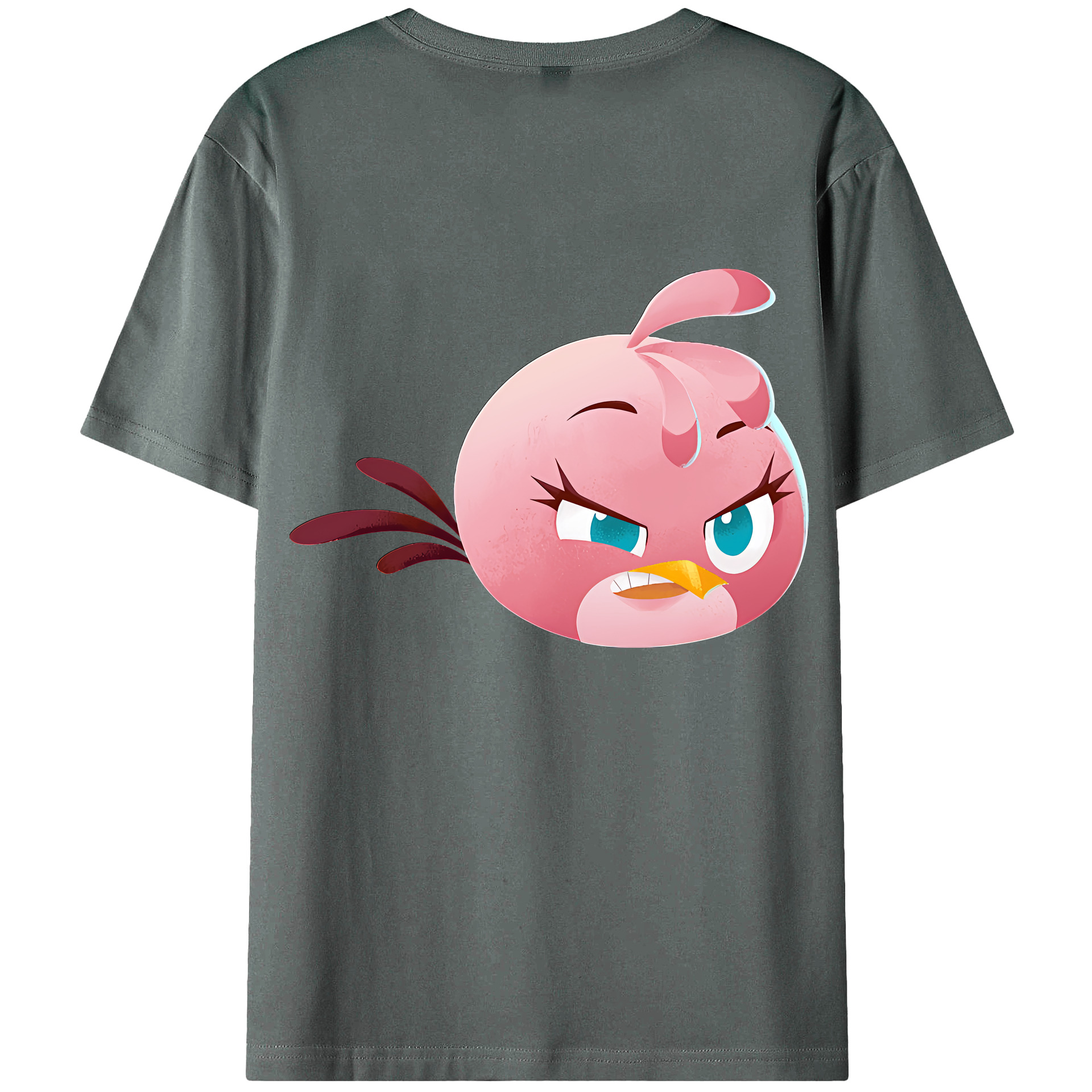 （画像用） Angry Birds アングリーバード 綿100％ メンズ半袖Tシャツ（バックプリント） 通気性